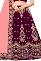 Satin Embroidered Lehenga with Choli & Dupatta for Girls 