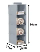 RAJ BAG 4 Shelf Closet Hanging Organizer, 4 Tier Closet Wardrobe Organizer Clothes Storage Hanger for Family Closet Bedroom, Foldable and Universal Fit 