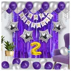 2nd Happy Birthday Balloon Decoration Kit, Purple, Set of 1