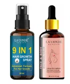 Combo of La'Conde Beauty 9 in 1 Hair Growth Spray & Face and Body Whitening Serum 