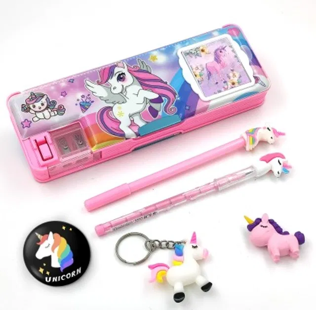 MINDFIT Calculator 5 Pc Combo Cool Unicorn Art Plastic Pencil Box (Set of 5, Multicolor)