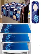 PVC Printed Fridge Top Cover with 3 Pcs Shelf Mats & Handle Cover 