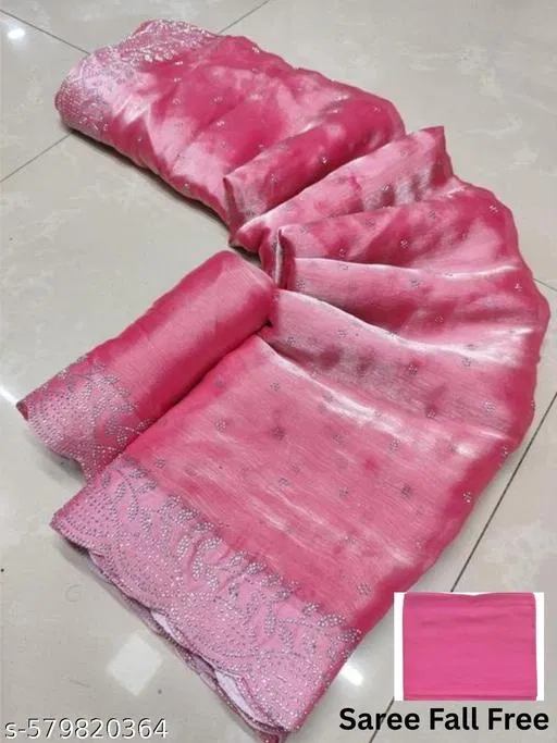 Chinnon Printed Saree For Women, Pink