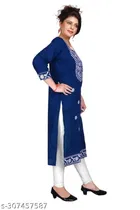 Rayon Slub Embroidered Kurti for Women 
