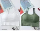 Cotton Bra for Women, White & Green, Pack of 2 