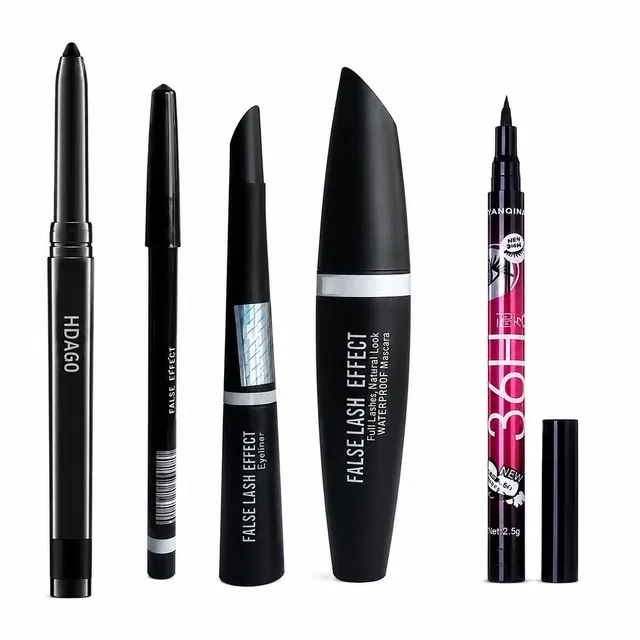 5 Pieces Eye-Makeup Combo Set, Includes Kajal, Eye Liner, Mascara