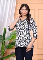 Cotton Floral Print Short Kurti for Women 