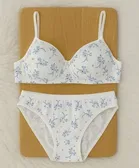 Cotton Floral Full Coverage Lightly Padded Wire Free Bra & Panty Set for Girls, Pack of 2 