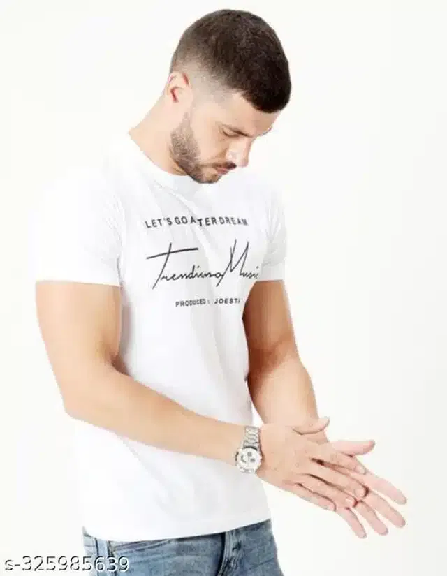 Half Sleeves T-Shirt for Men (White, XL)