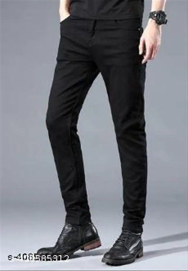 Denim Slim Fit Jeans for Men (Black, 34)