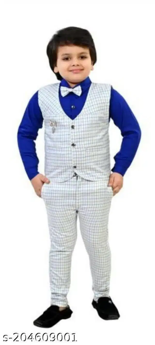 3 Pcs Coat Pant Set for Boys (Multicolor, 2-3 Years)