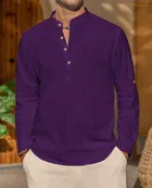 Full Sleeves Solid Short Kurta for Men 