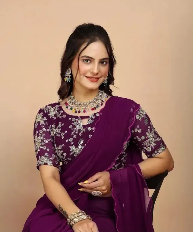 Silk Woven Design Saree for Women, Purple (6.3 m)