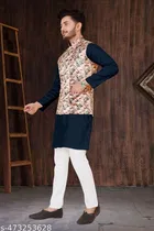 Colorblocked Cotton Kurta Set for Men 