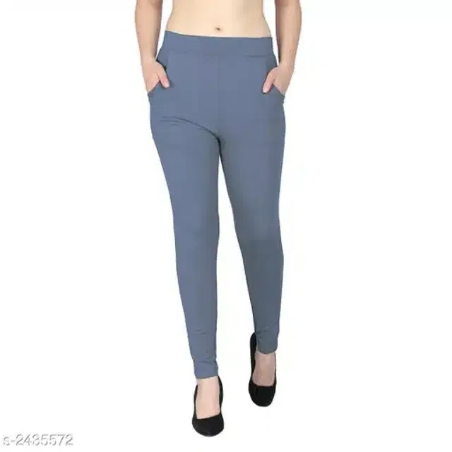 Cotton Lycra Trouser for Women (Grey, XXXL)