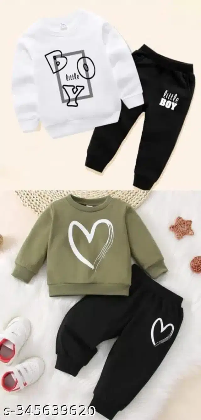 Hosiery Cotton Full Sleeves T-Shirt with Pant Clothing Set for Kids (Multicolor, 1-2 Years) (Set of 2)