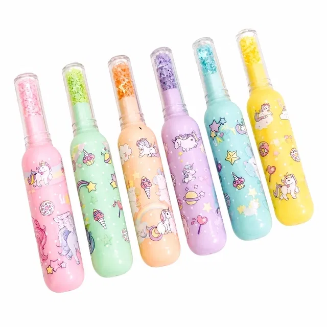 Unicorn 6 Pcs Glitter Highlighters Pen Office Stationery & Kids (Pack of 6)
