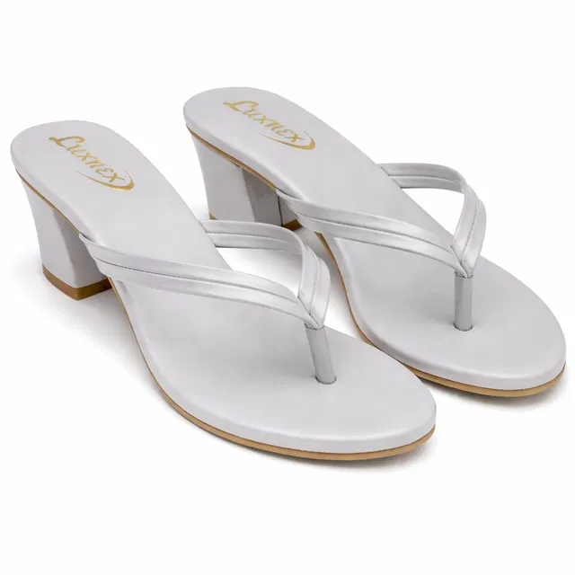Solid Block Sandals for Women (Grey, 4)