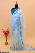 Organza Embroidered Saree for Women 