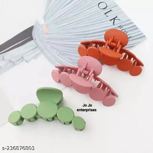 ABS Plastic Hair Clutcher for Women & Girls (Multicolor, Pack of 3)