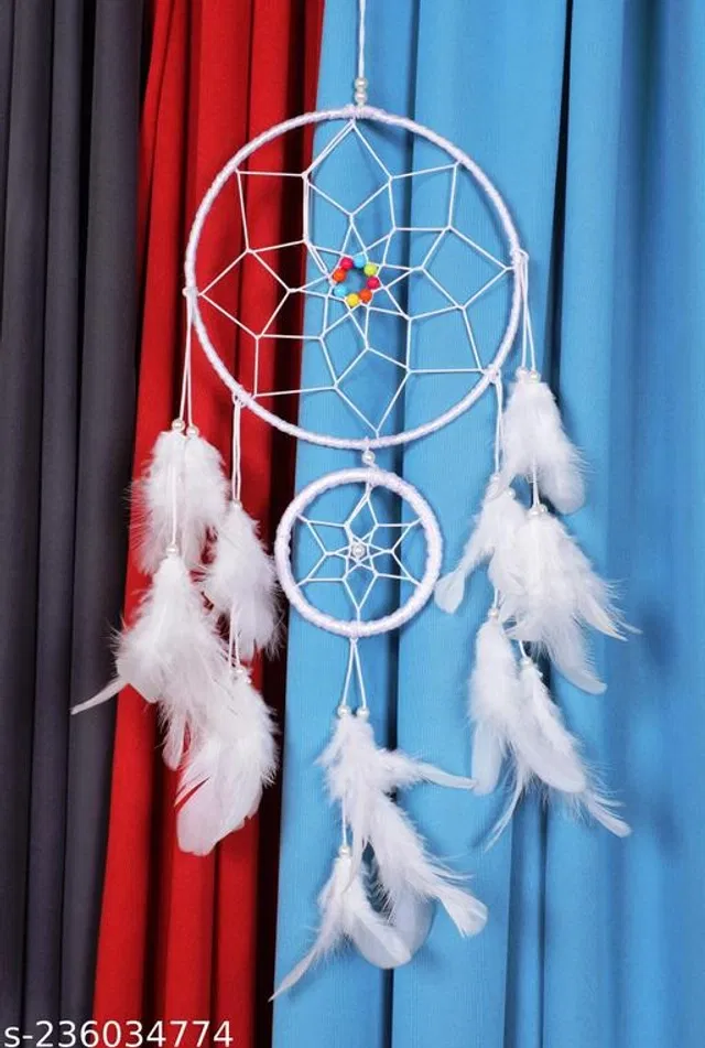 Feather Wall Hanging Dream Catcher (White)