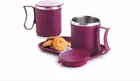 Stainless Steel Coffe Mug, Maroon, Pack of 2 