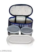 Stainless Steel 3 Compartment Lunch Box Set with Bag (White & Silver, Set of 1)