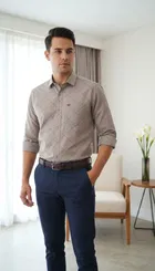 Full Sleeves Printed Shirt  For Men, Light brown 