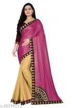 Lycra Blend Solid Saree For Women, Multicolor