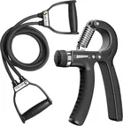 AJRO DEAL DOUBLE TOONING TUBE-BLACK +R HAND GRIP Adjustable for Body Workout Equipment Resistance Tube (Black, Pack of 2)