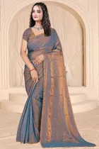 Satin Solid Saree for Women, Grey 