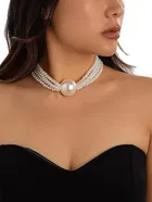 Necklace for Women and Girls Fashion White Pearl Necklace for Women Western Multi Layer Pearl Choker Necklace for Girls | Birthday Gift for Girls and Women