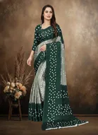 Art Silk Printed Saree for Women, Green 