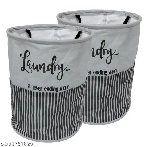 Non-woven Laundry Basket, Gray , (Pack Of 2)