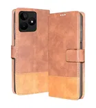 Artificial Leather Mobile Flip Cover for Realme C53 4G, Brown