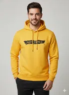 Fleece Printed Hoodie for Men, Yellow 