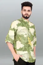 Cotton Blend Printed Kurta for Men 