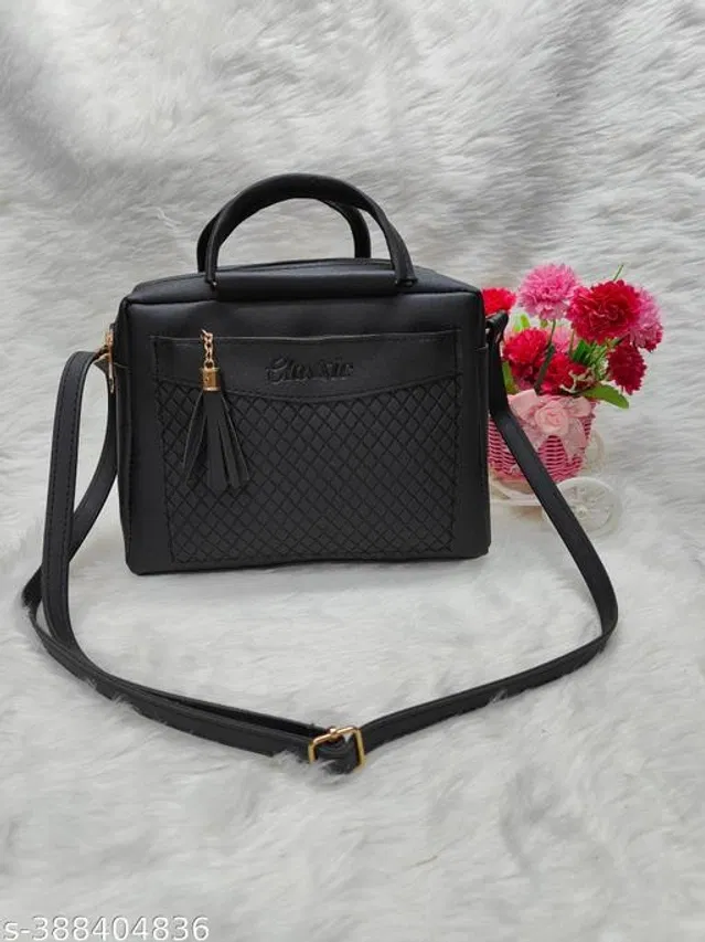 PU Sling Bag for Women (Black)