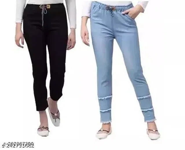 Denim Jeans for Girls (Multicolor, 12-13 Years) (Pack of 2)