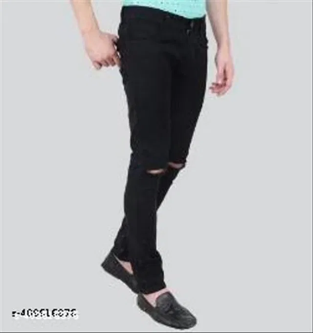 Denim Slim Fit Jeans for Men (Black, 34)