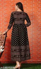 Rayon Printed Anarkali Kurti for Women 