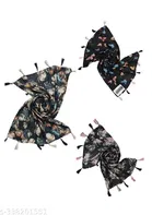 Poly Chiffon Printed Scarves for Women, Multicolor, Pack of 3