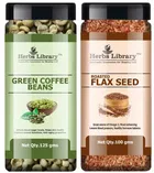 Herbs Library Green Coffee Beans and Roasted Flax Seeds 