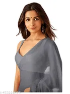 Plain Pure Georgette Alia Bhatt Saree for Women 