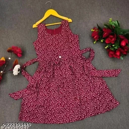 Frocks & Dresses for Girls (Maroon, 18-24 Months)