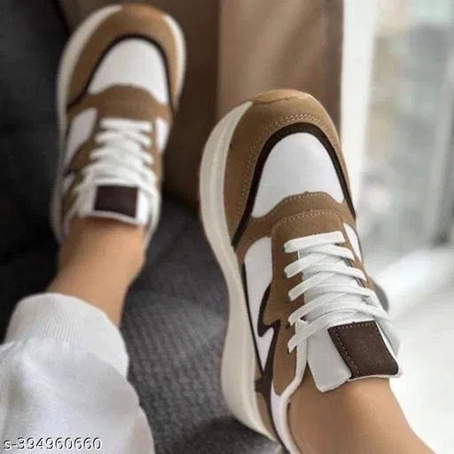 Casual Shoes for Women (Tan & White, 6)