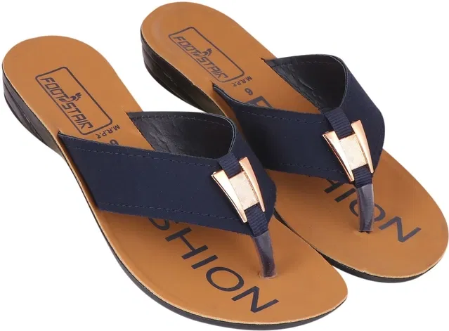 Flats for Women (Beige & Navy Blue, 6)