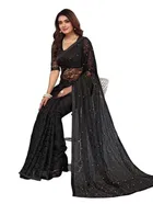 Net Solid Saree for Women 