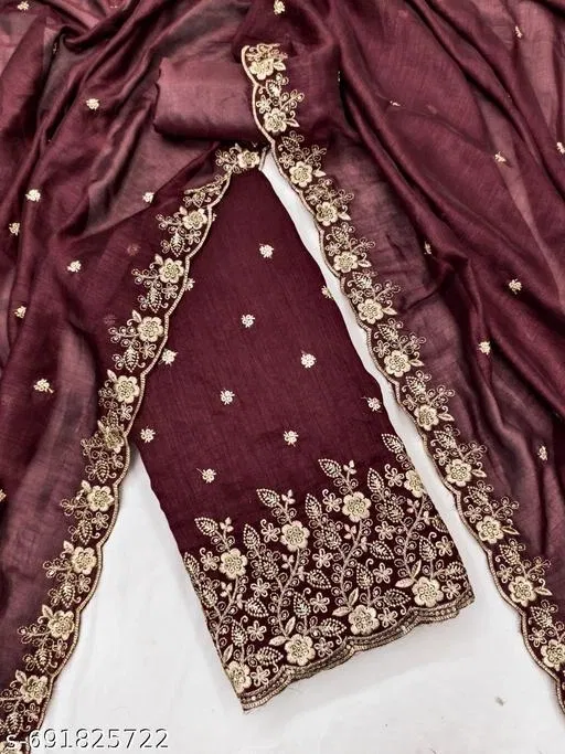 Vichitra Silk Punjabi/All Over Suits for Women (Multicolor, 7.05 meter (4XL)