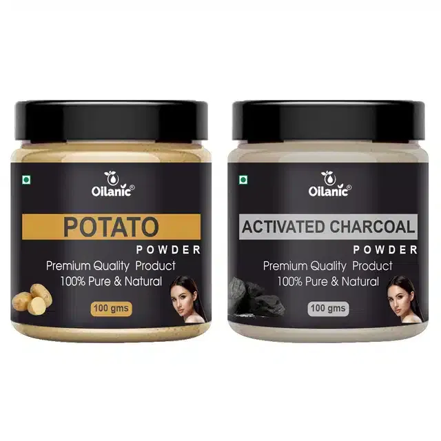 Natural Potato & Activated Charcoal Powder for Skin & Hair (Pack of 2, 100 g)
